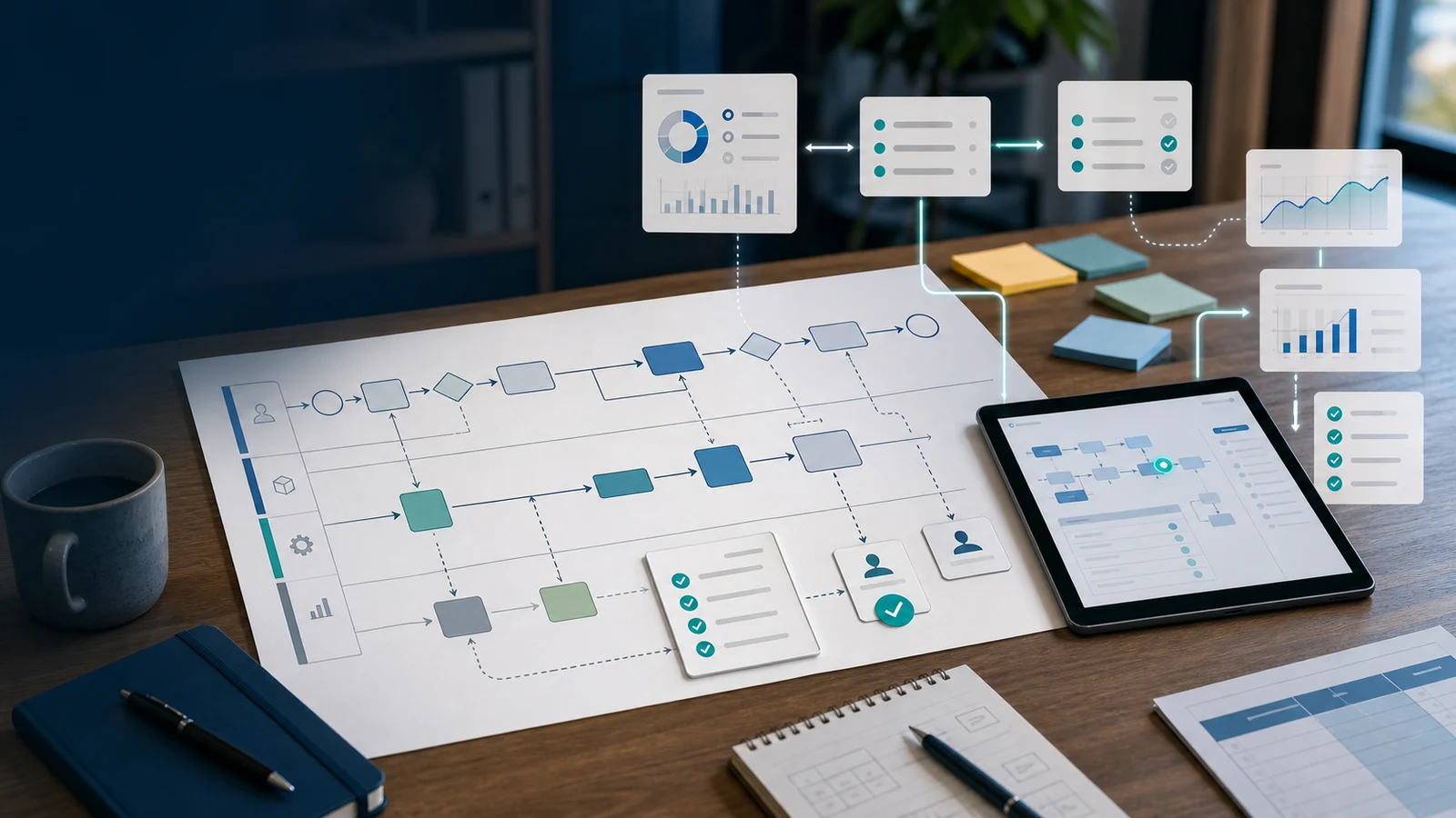 Flujo de trabajo empresarial con BPMN, formas de trabajar claras e inteligencia artificial integrada